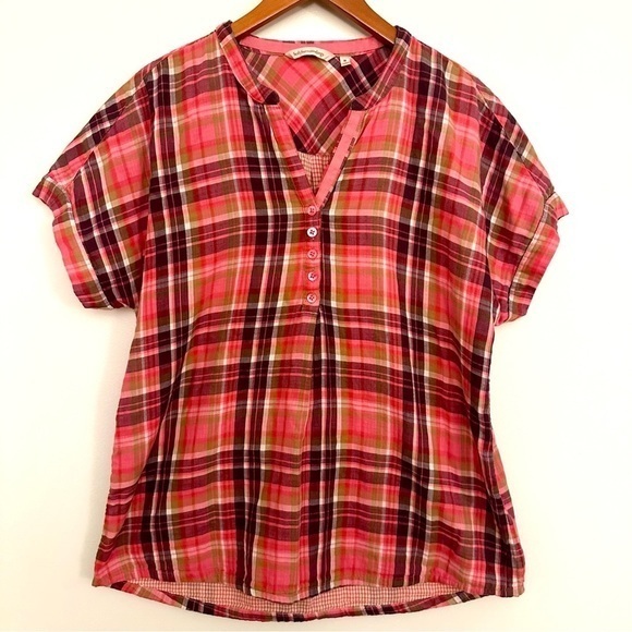 Soft Surroundings Tops - Soft Surroundings Plaid Short Sleeve Top Size Medium